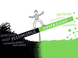 Zuversicht statt Pessimismus, auch in Corona-Zeiten. Illustration von Anja Weiss